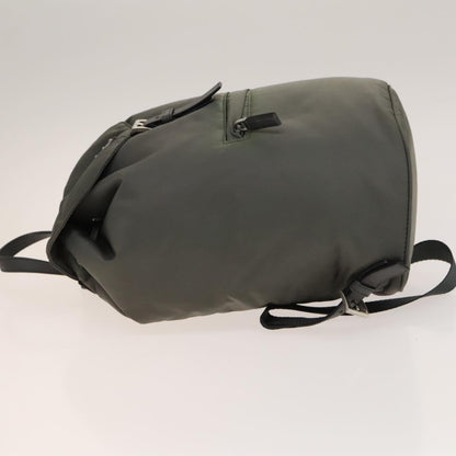 Prada Front Zip Drawstring Backpack Tessuto, GRAY, NYLON, Backpack