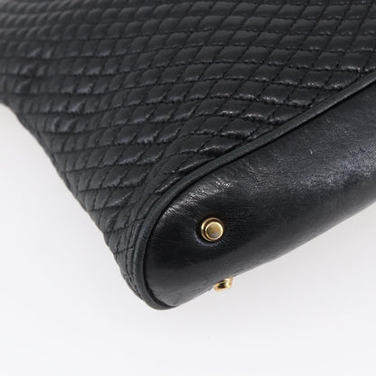 Bally Vintage Chain Shoulder Bag Quilted Leather, BLACK, LEATHER, Shoulder bag