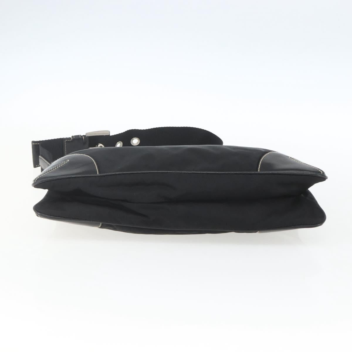 Prada Belted Shoulder Bag Tessuto with Leather, BLACK, NYLON, Shoulder bag