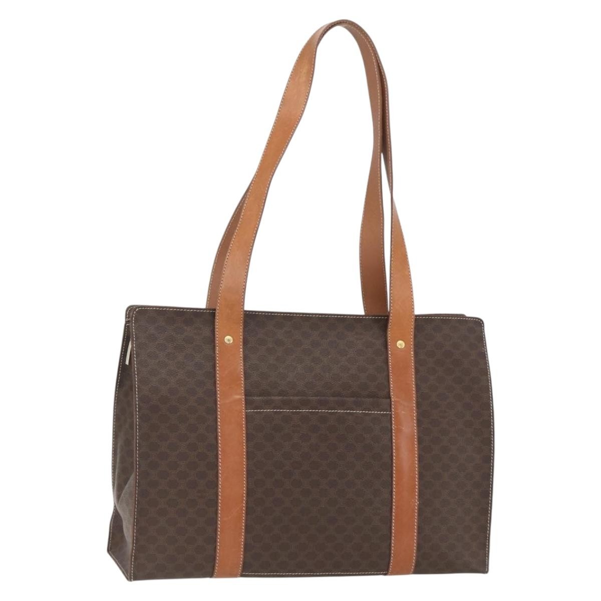 Celine Vintage Macadam Tote bag Canvas and Leather, BROWN, CANVAS, Tote bag