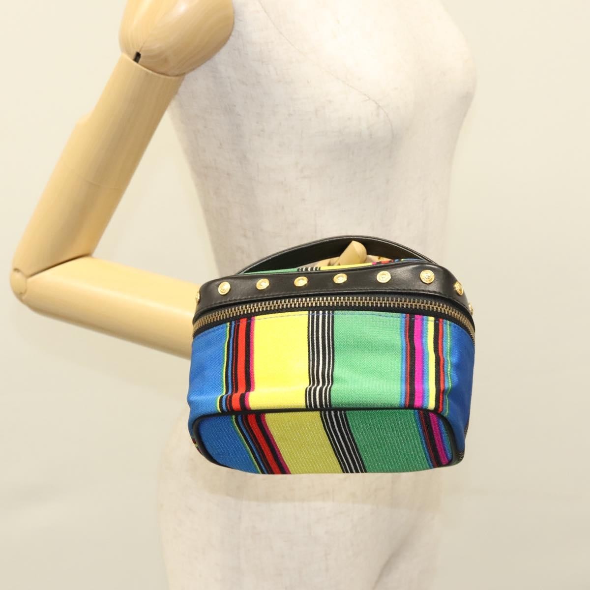 Versace Vanity Hand Bag Canvas and Leather, MULTICOLOUR, CANVAS, Clutche & pouche