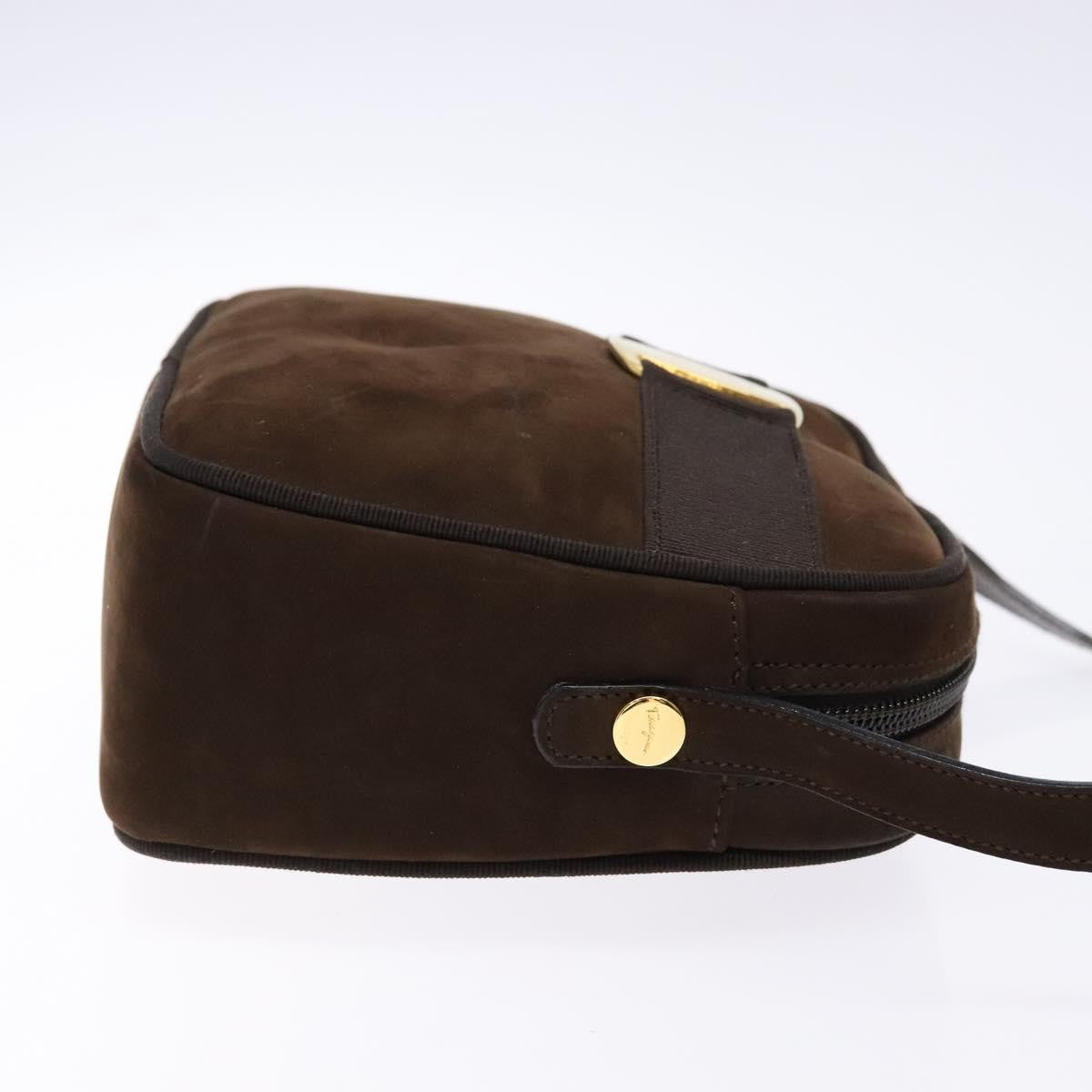 Salvatore Ferragamo Vala Shoulder Bag Suede, BROWN, SUEDE, Shoulder bag