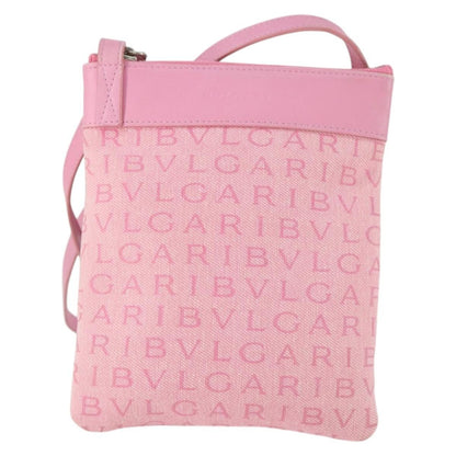 Bvlgari Logomania Shoulder Bag Canvas with Leather, Pink, Canvas, Shoulder Bag