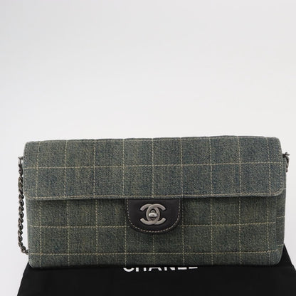 Chanel Chocolate Bar Flap Bag Quilted Denim, BLUE, DENIM_JEANS, Shoulder bag
