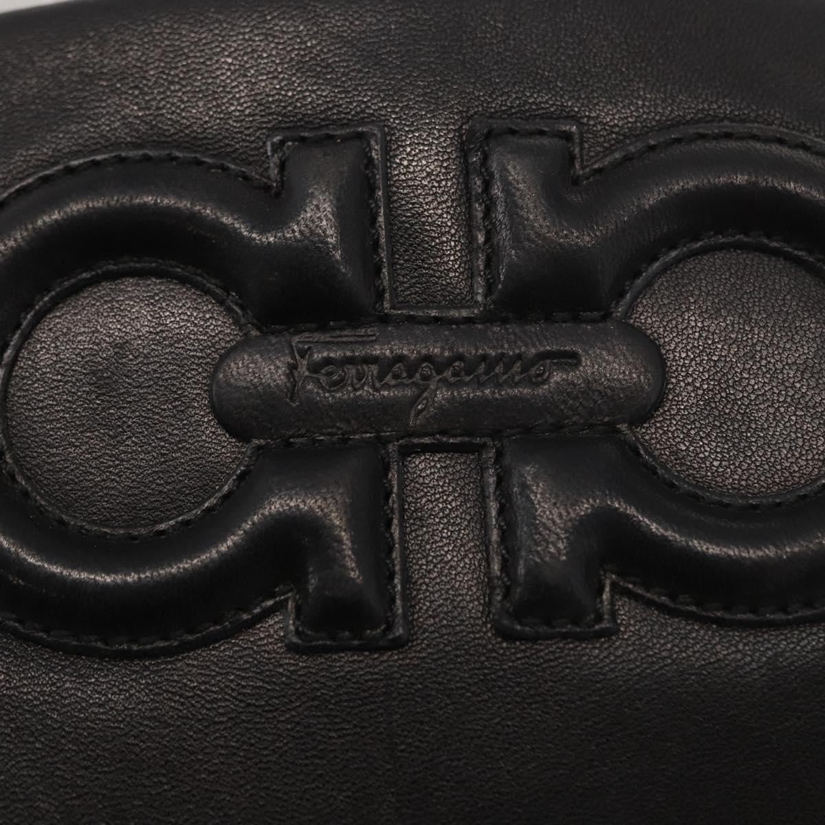 Salvatore Ferragamo Gancini Shoulder Bag Leather, BLACK, LEATHER, Shoulder bag