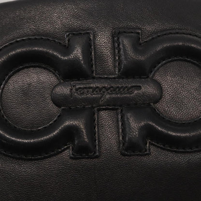 Salvatore Ferragamo Gancini Shoulder Bag Leather, BLACK, LEATHER, Shoulder bag