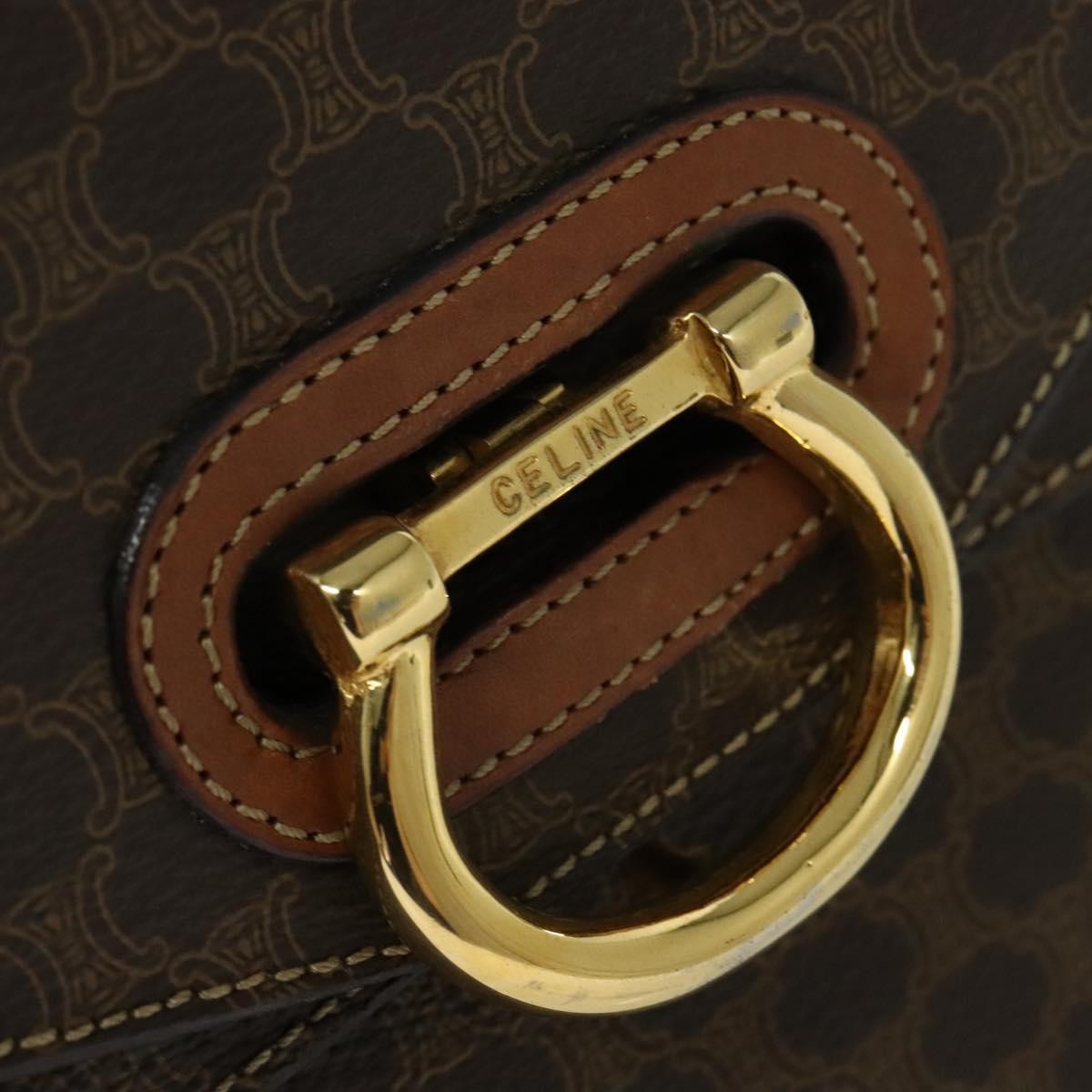 Celine Macadam Handbag Macadam with leather, BROWN, CANVAS, Handbag