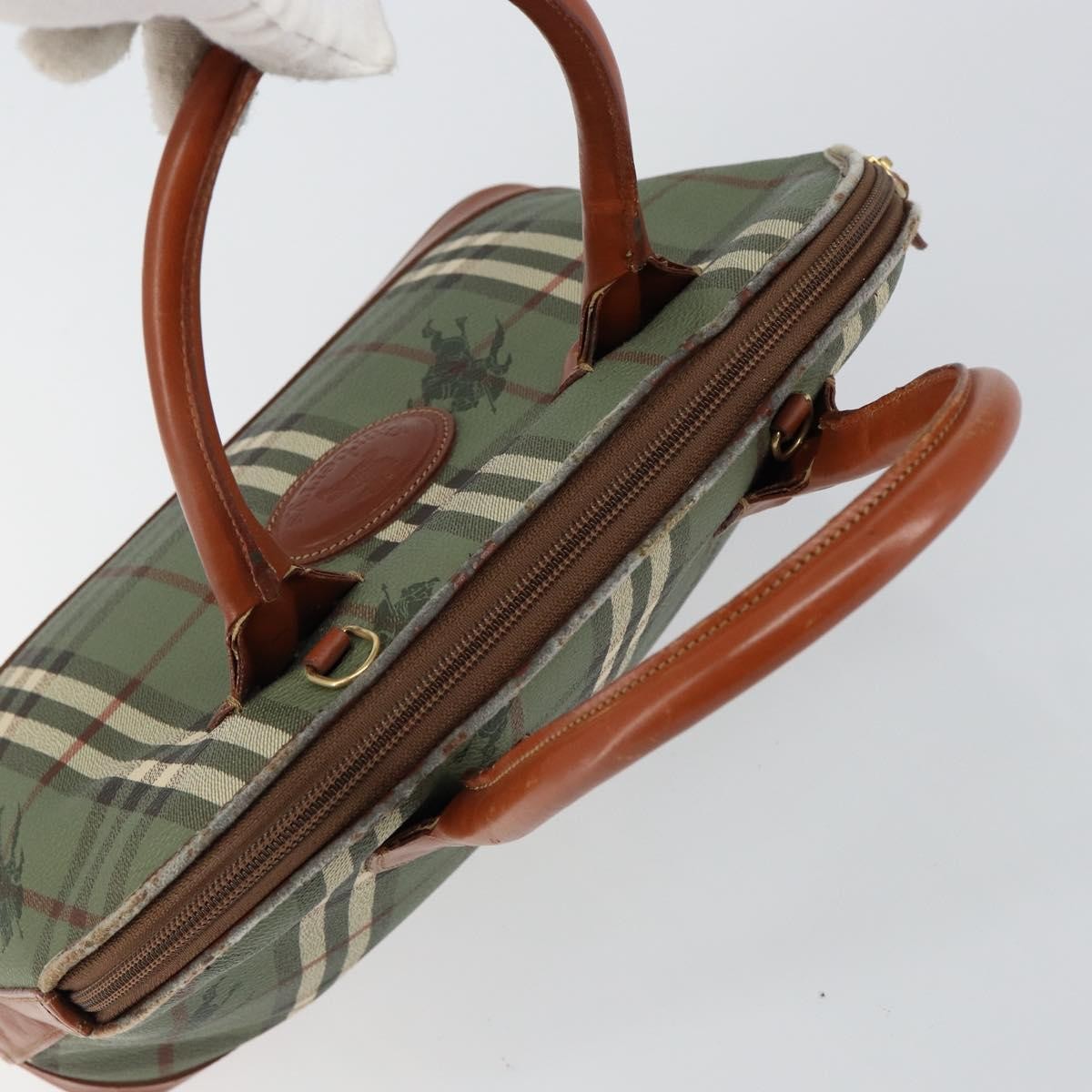 Burberry Nova Handbag Check Pattern, GREEN, PVC, Handbag