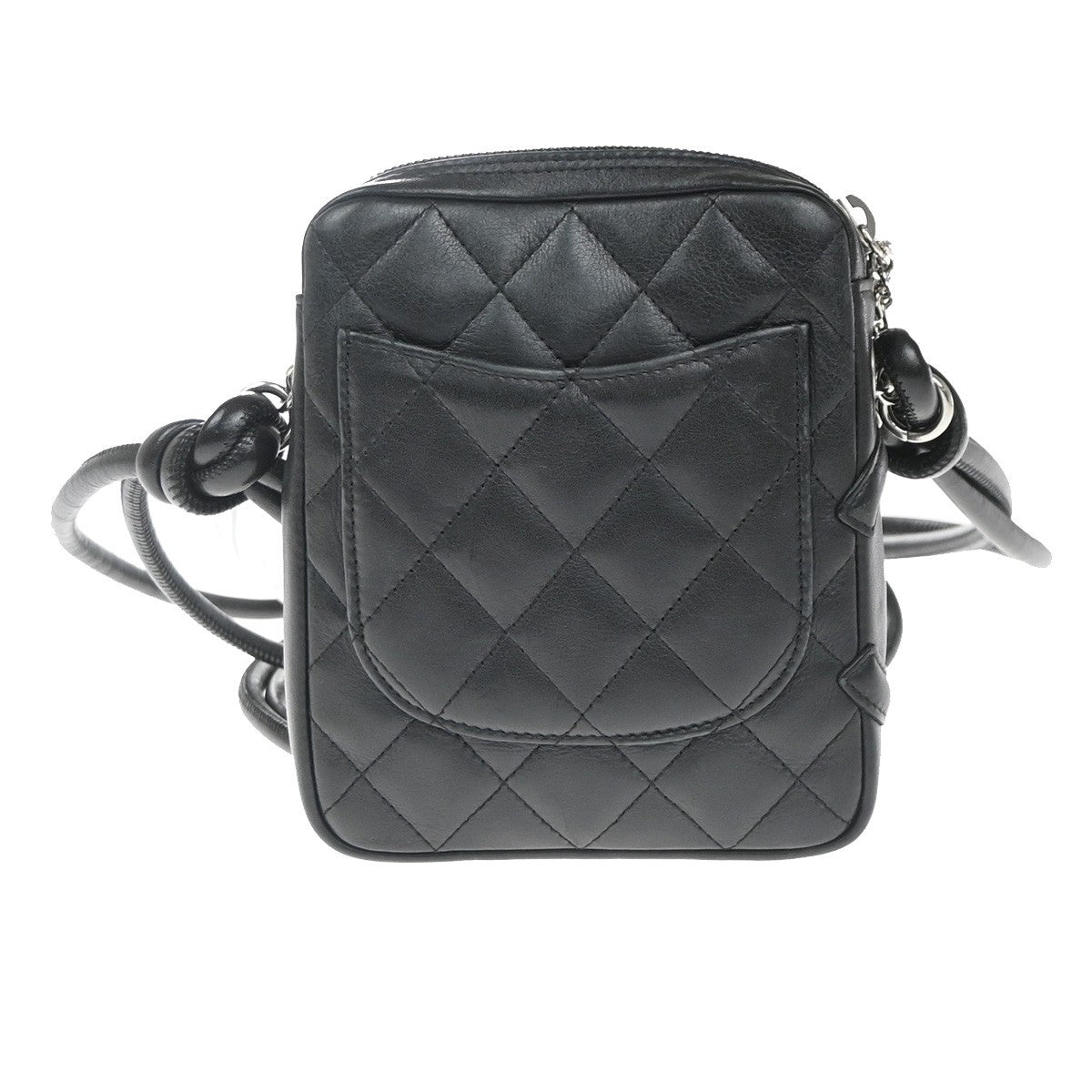 Chanel Cambon Pochette Quilted Leather, Black, Leather, Shoulder Bag