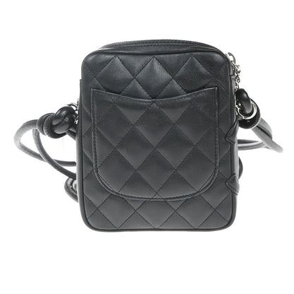 Chanel Cambon Pochette Quilted Leather, Black, Leather, Shoulder Bag