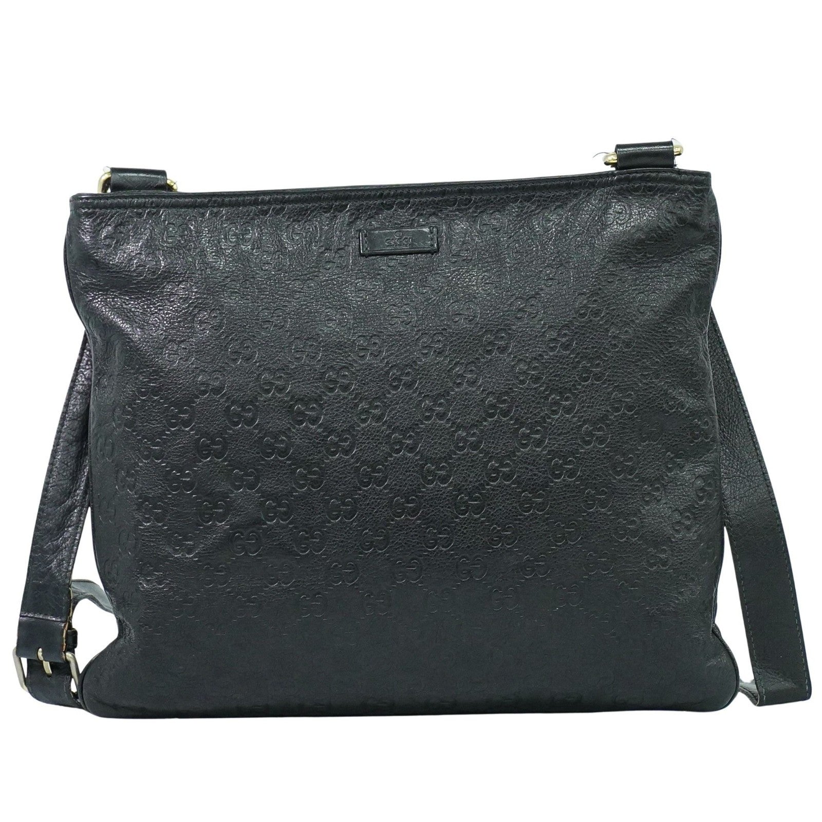 Gucci Crossbody Bag Guccissima Leather, BLACK, LEATHER, Shoulder bag