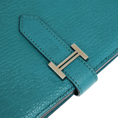 Hermes Bearn Wallet Chevre Mysore, BLUE, LEATHER, Wallets