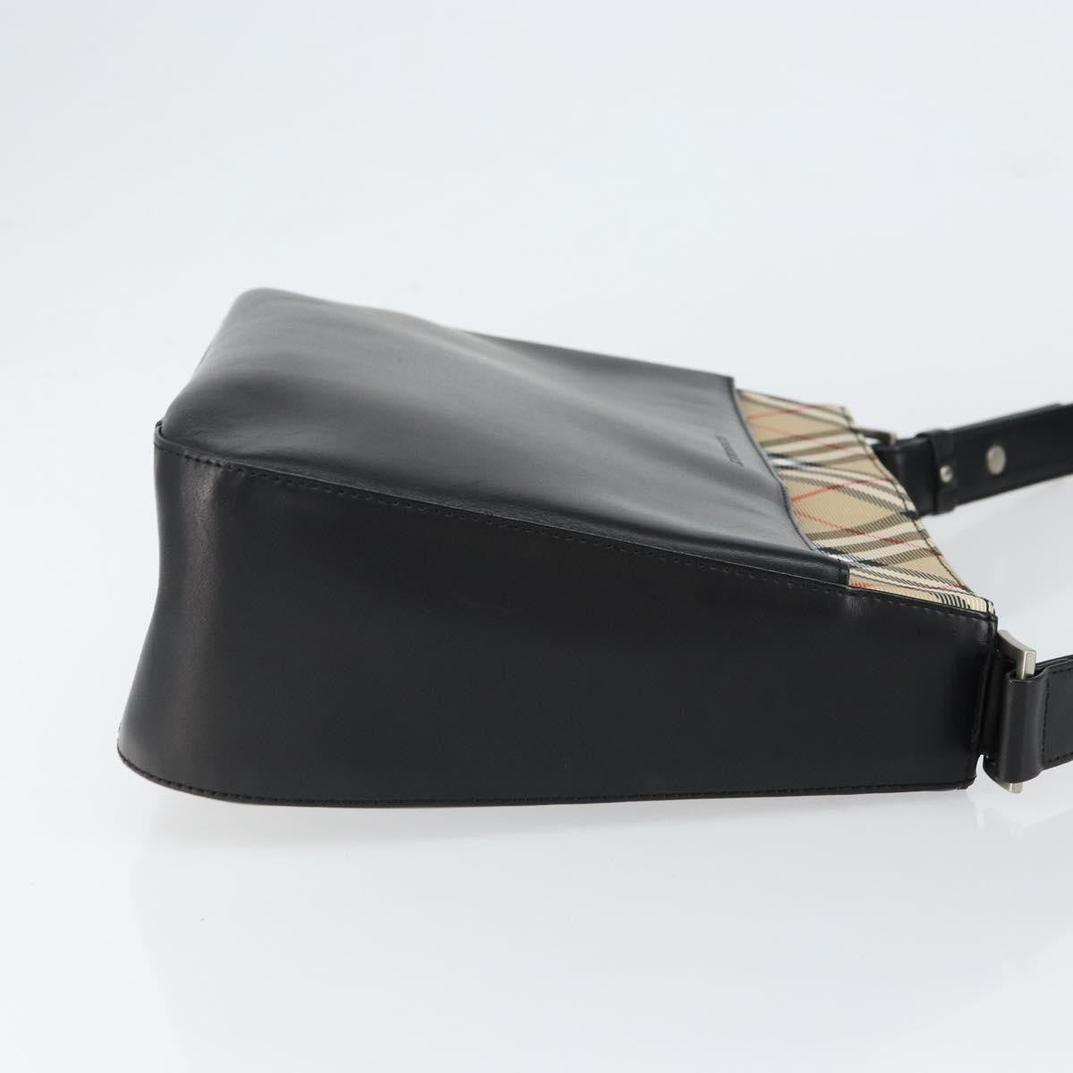Burberry Nova check Shoulder bag Leather, BLACK, LEATHER, Shoulder bag