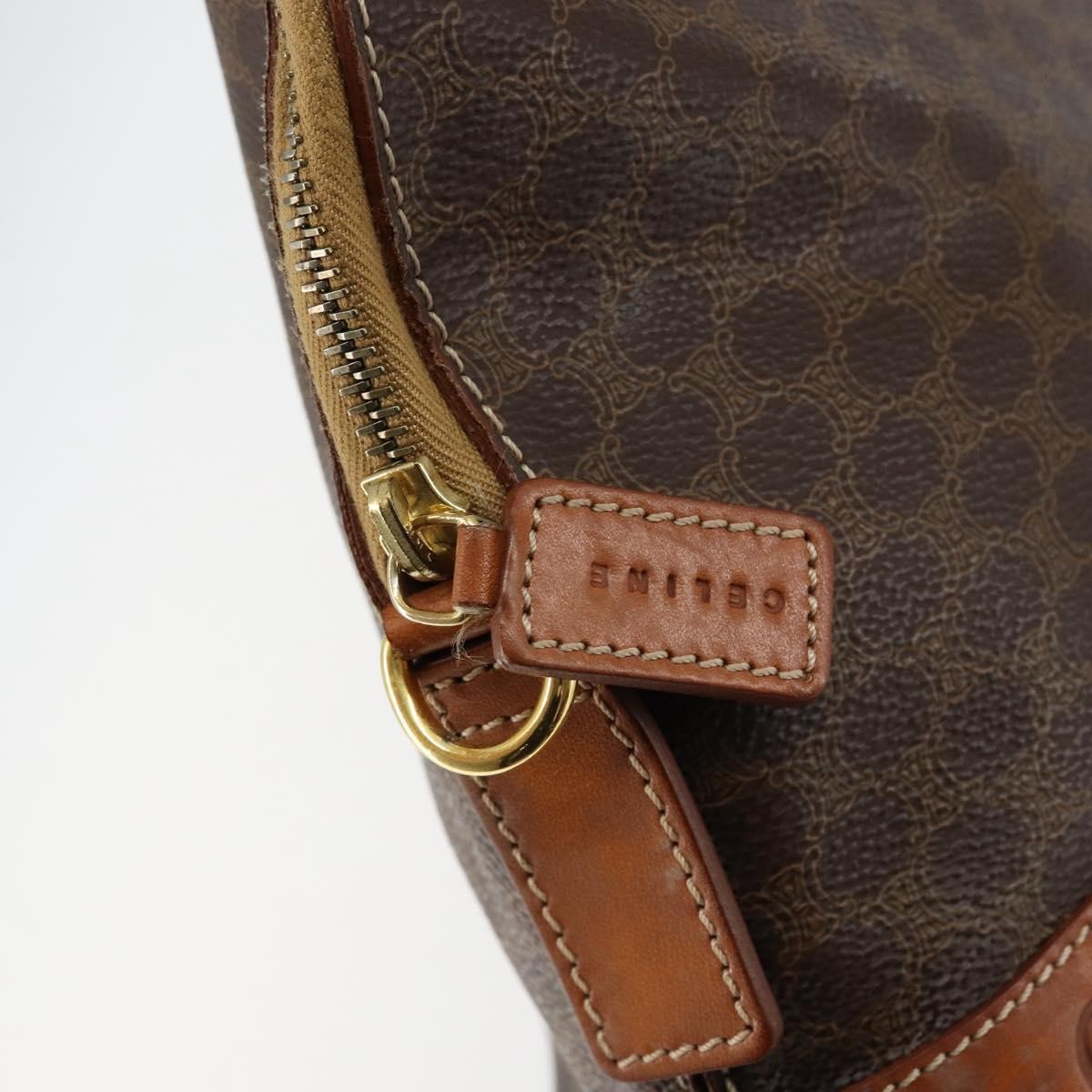 Celine Vintage Macadam Handbag Macadam, BROWN, CANVAS, Handbag