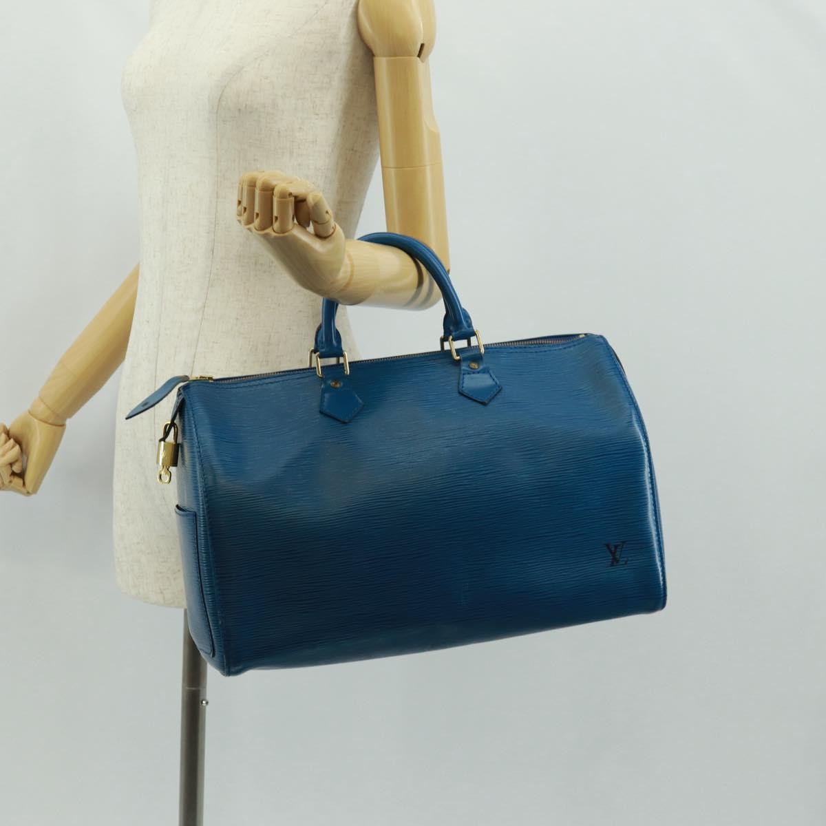 Louis Vuitton Speedy Handbag Epi Leather, BLUE, LEATHER, Handbag