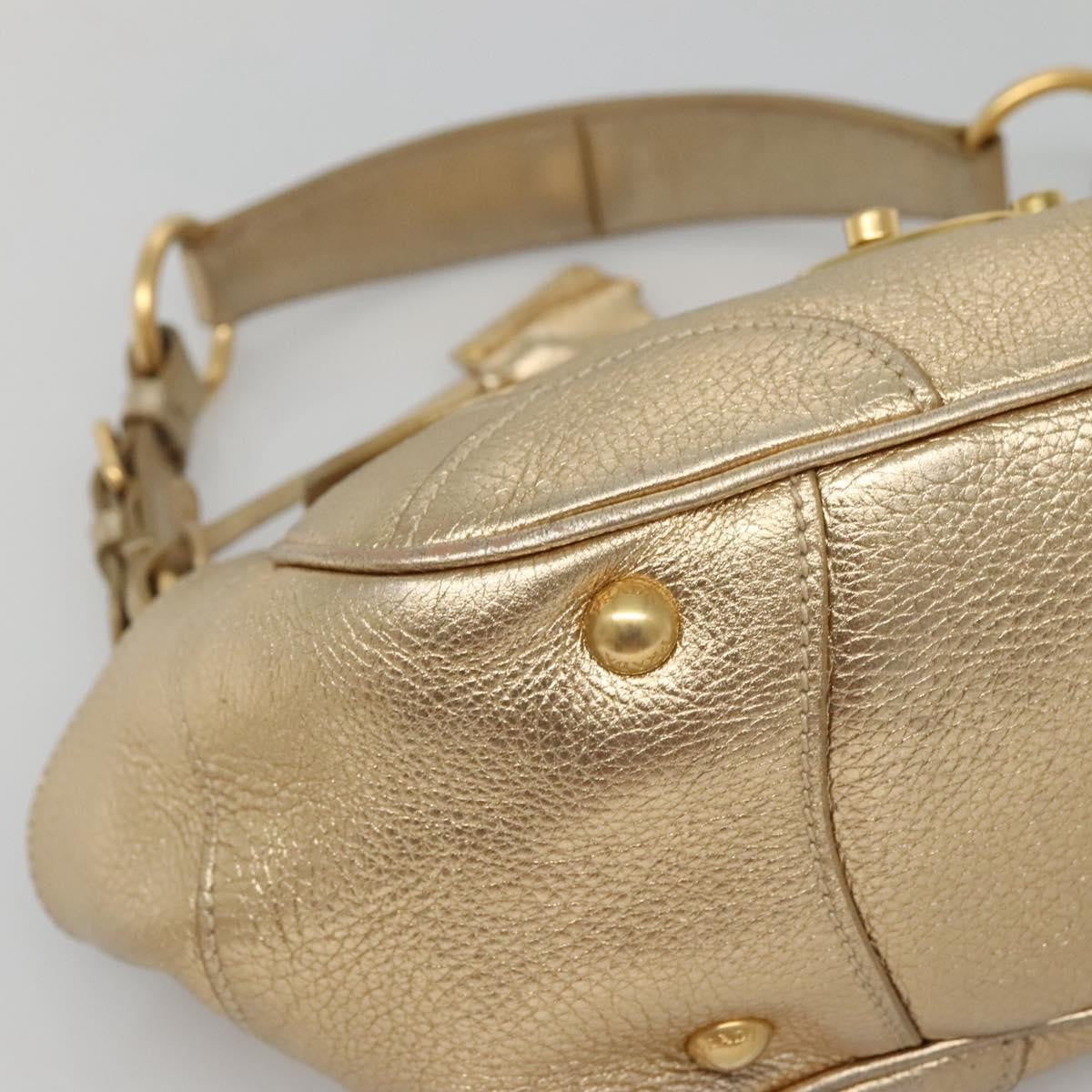 Prada Antic Pushlock Shoulder Bag Leather, GOLD, LEATHER, Shoulder bag