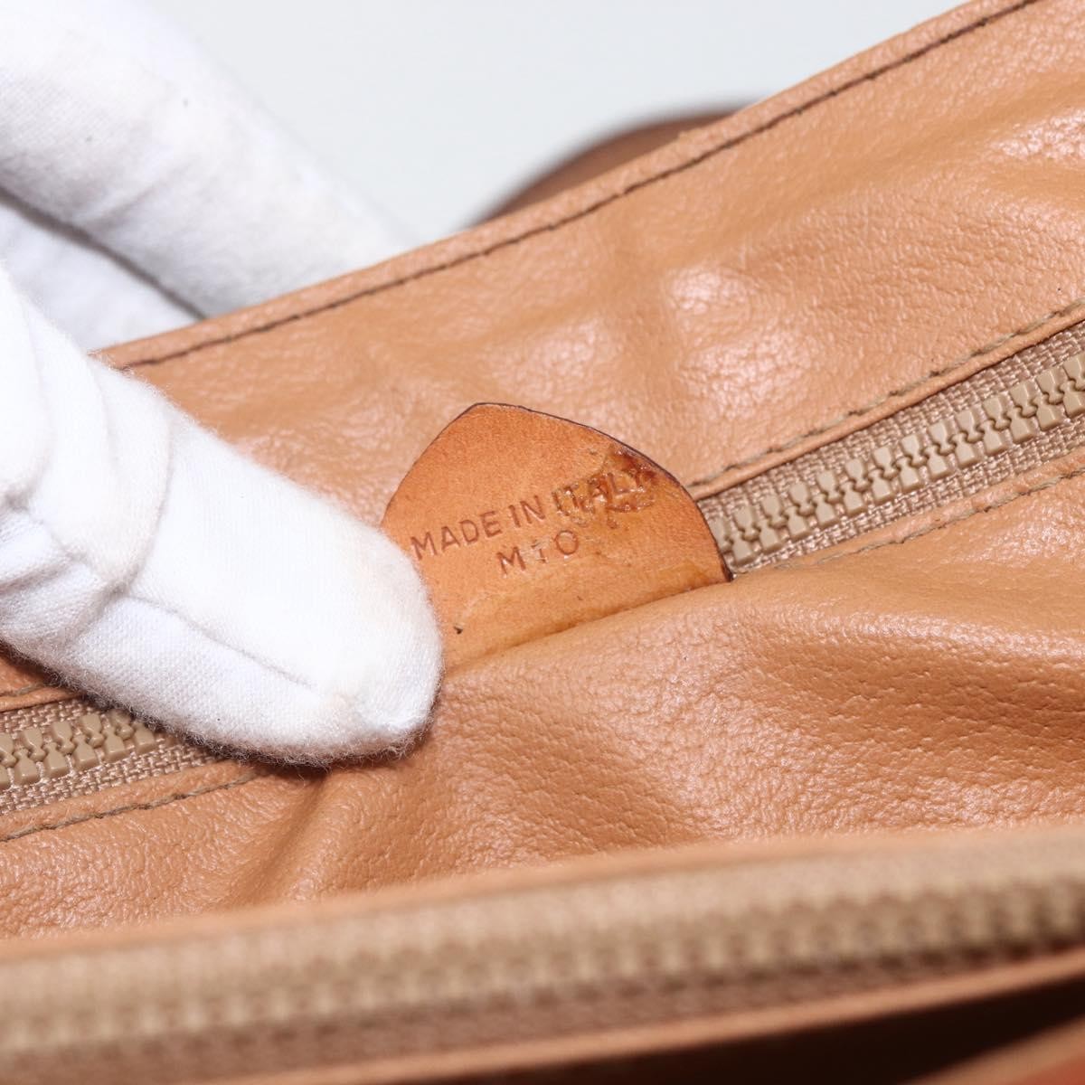 Celine Vintage Macadam Handbag Canvas and Leather, BEIGE, CANVAS, Handbag