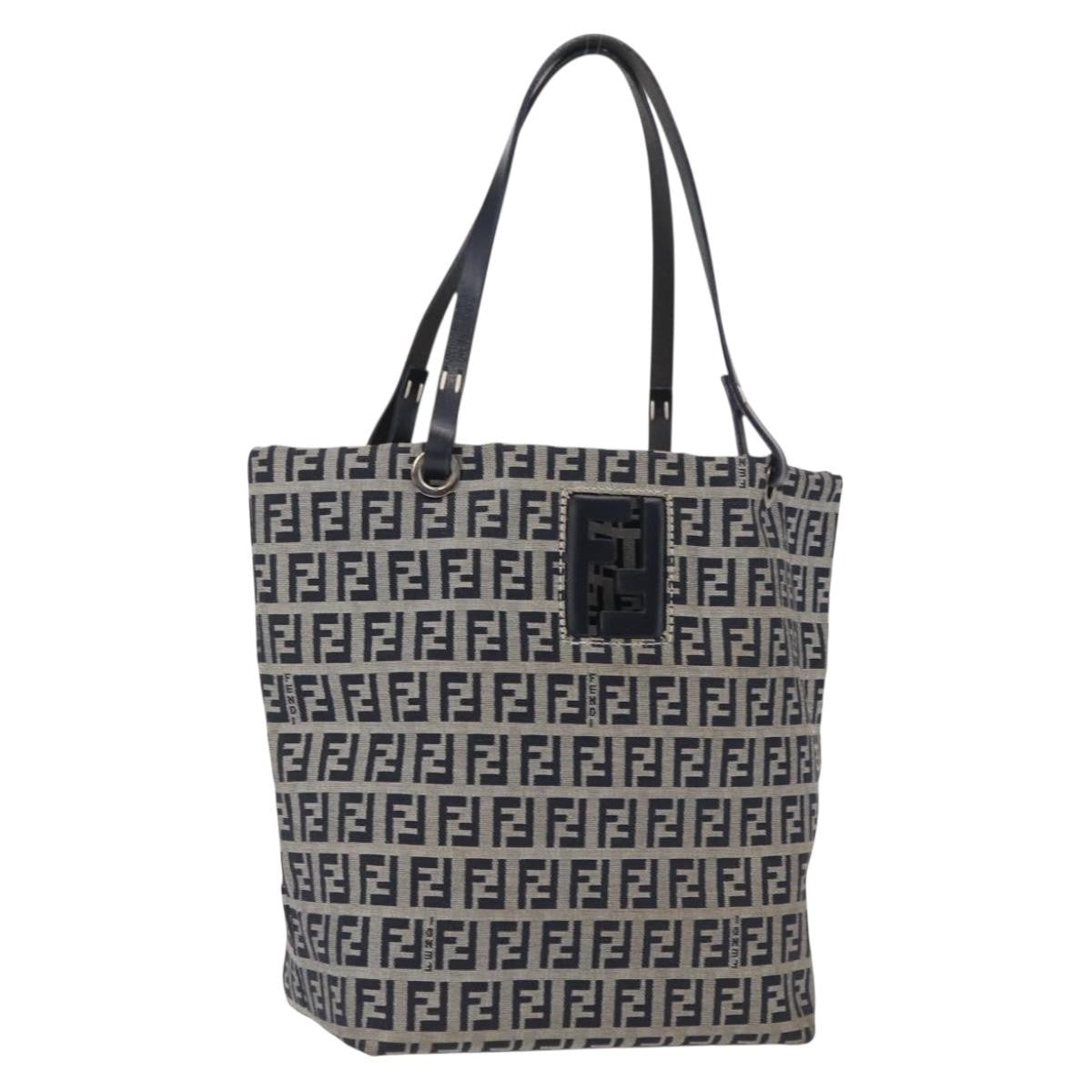 Fendi Shopping Tote Zucchino Canvas, NAVY, CANVAS, Tote bag