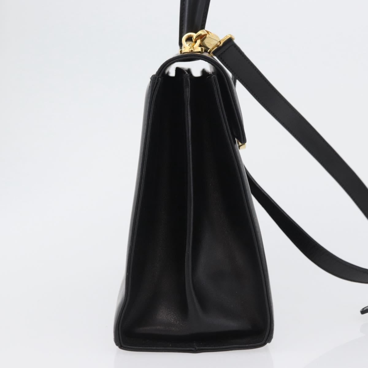 Salvatore Ferragamo Convertible Top Handle Bag Leather, BLACK, LEATHER, Handbag