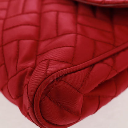 Prada Pushlock Chain Flap Bag Quilted Tessuto, Red, Nylon, Shoulder Bag