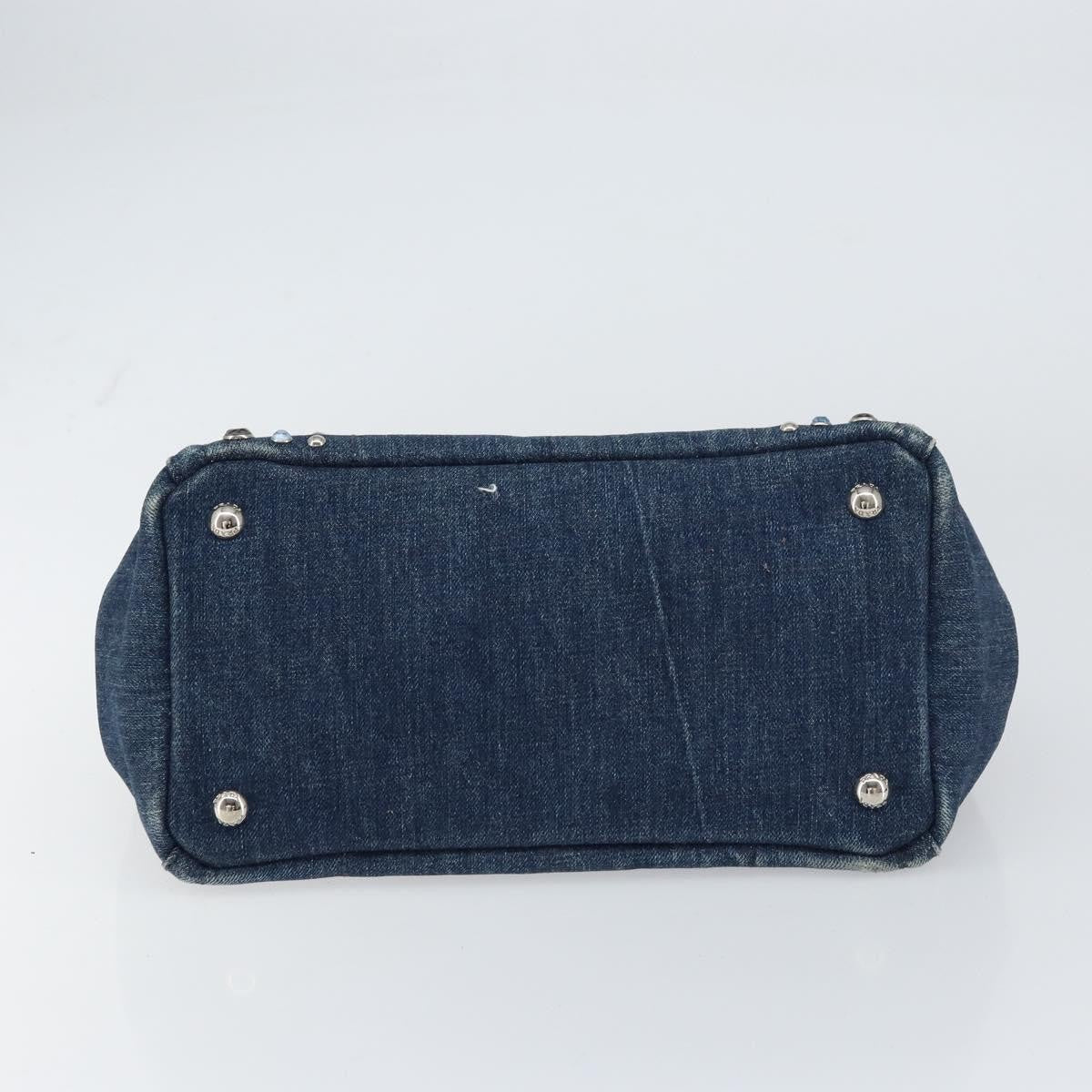 Prada Canapa Open Tote Denim, BLUE, CANVAS, Handbag