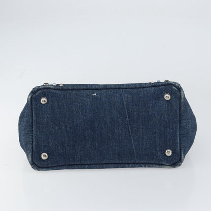 Prada Canapa Open Tote Denim, BLUE, CANVAS, Handbag
