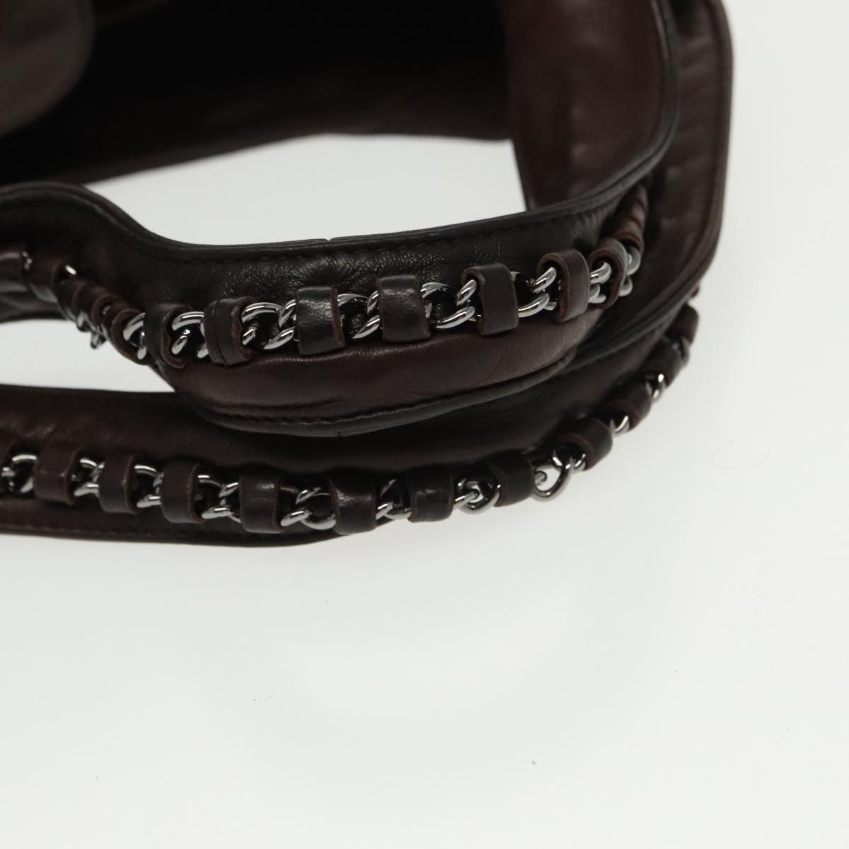 Chanel Vintage Chain Around Shoulder Bag Leather, BROWN, LEATHER, Shoulder bag