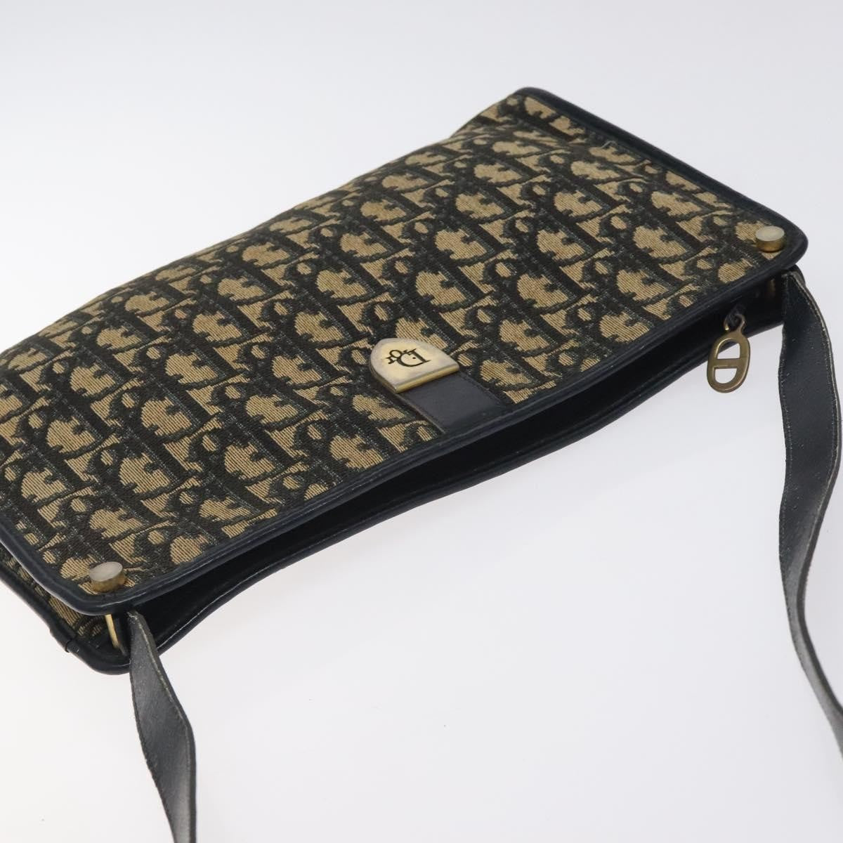 Christian Dior Vintage Trotter Shoulder Bag Canvas, NAVY, CANVAS, Shoulder bag