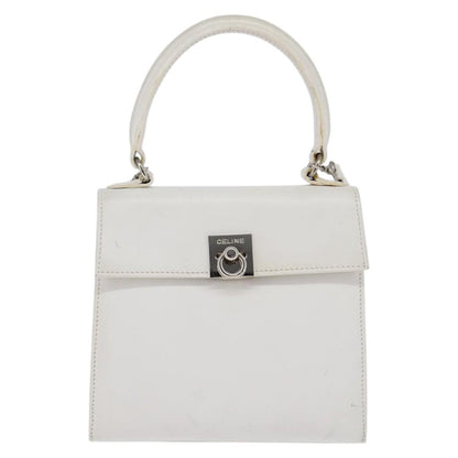 Celine Gancini Handbag Leather, WHITE, LEATHER, Handbag
