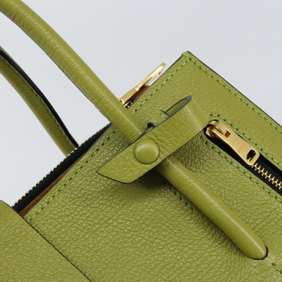 Miu Miu Madras Convertible Compartment Tote Leather, GREEN, LEATHER, Handbag