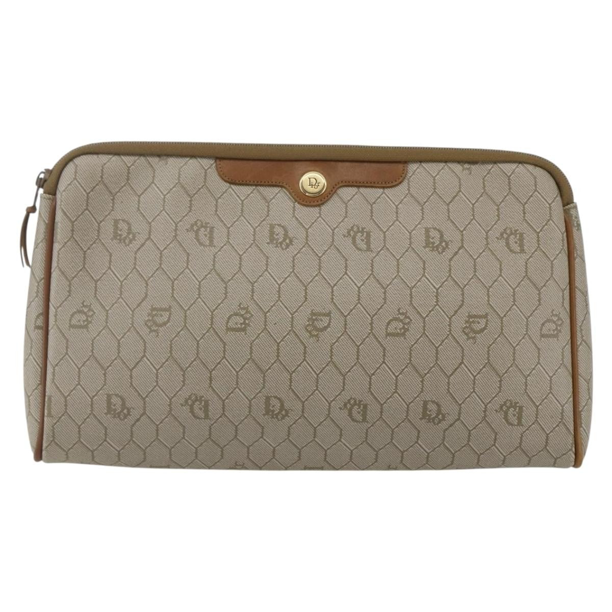 Christian Dior Vintage honeycomb clutch Canvas, Beige, Canvas, Clutch