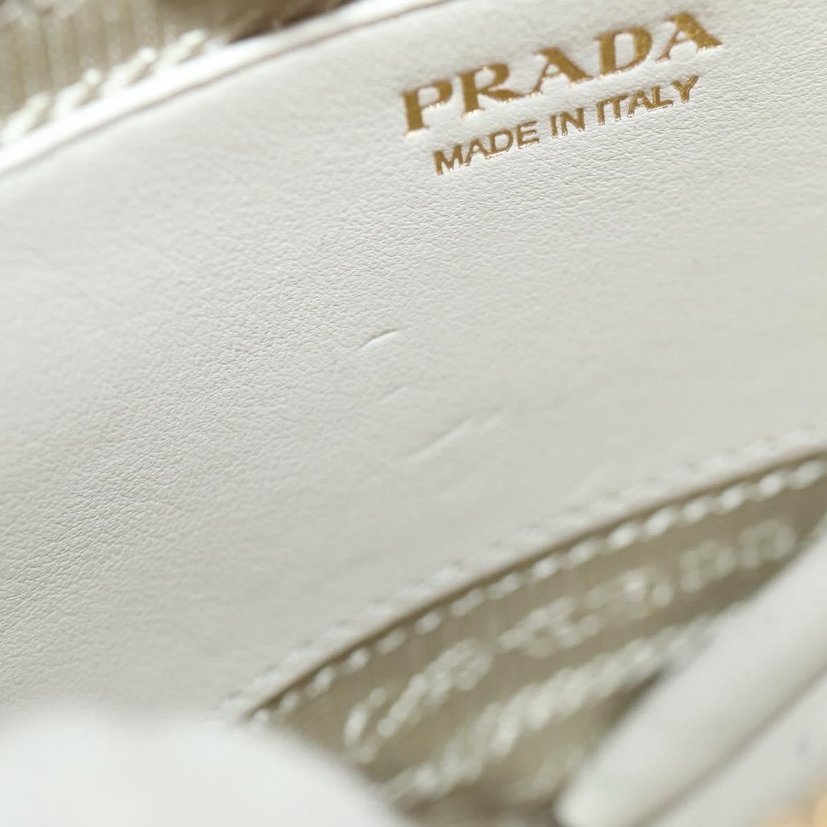 Prada Triangle Double Zip Pouch Bag with Chain Patent leather, BEIGE, PATENT_LEATHER, Clutche & pouche