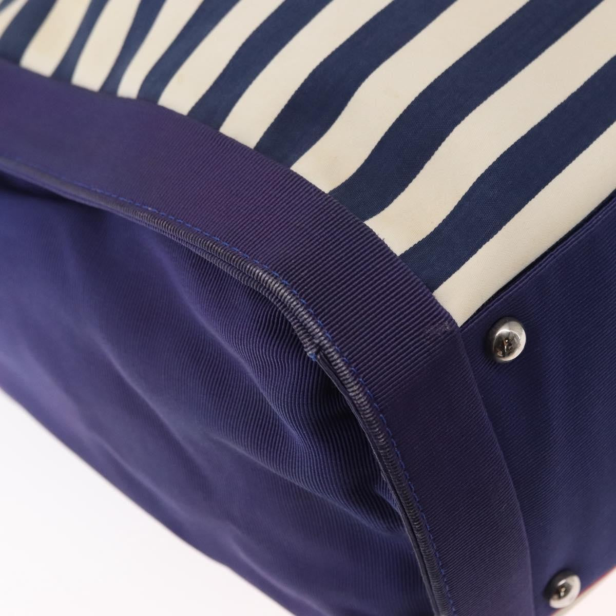 Chanel Mariniere Chain Tote Striped Canvas, NAVY, CANVAS, Tote bag