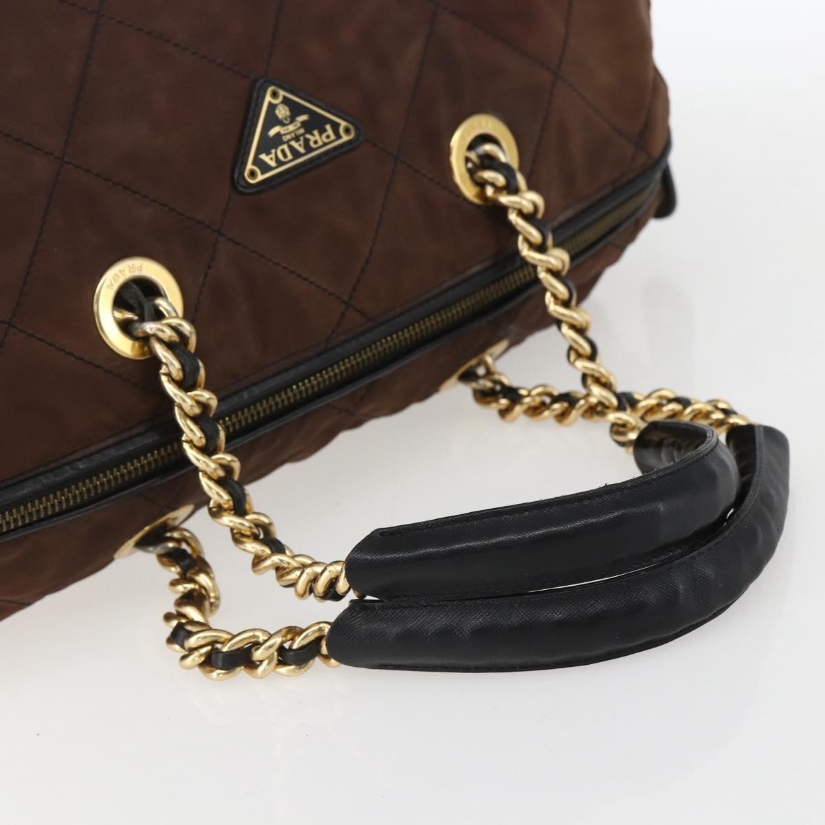 Prada Vintage Chain Handbag Tessuto, BROWN, NYLON, Handbag