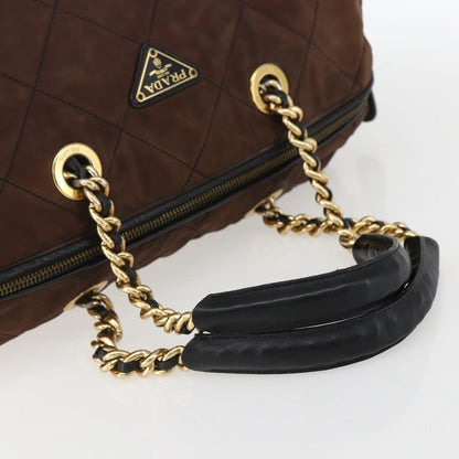 Prada Vintage Chain Handbag Tessuto, BROWN, NYLON, Handbag