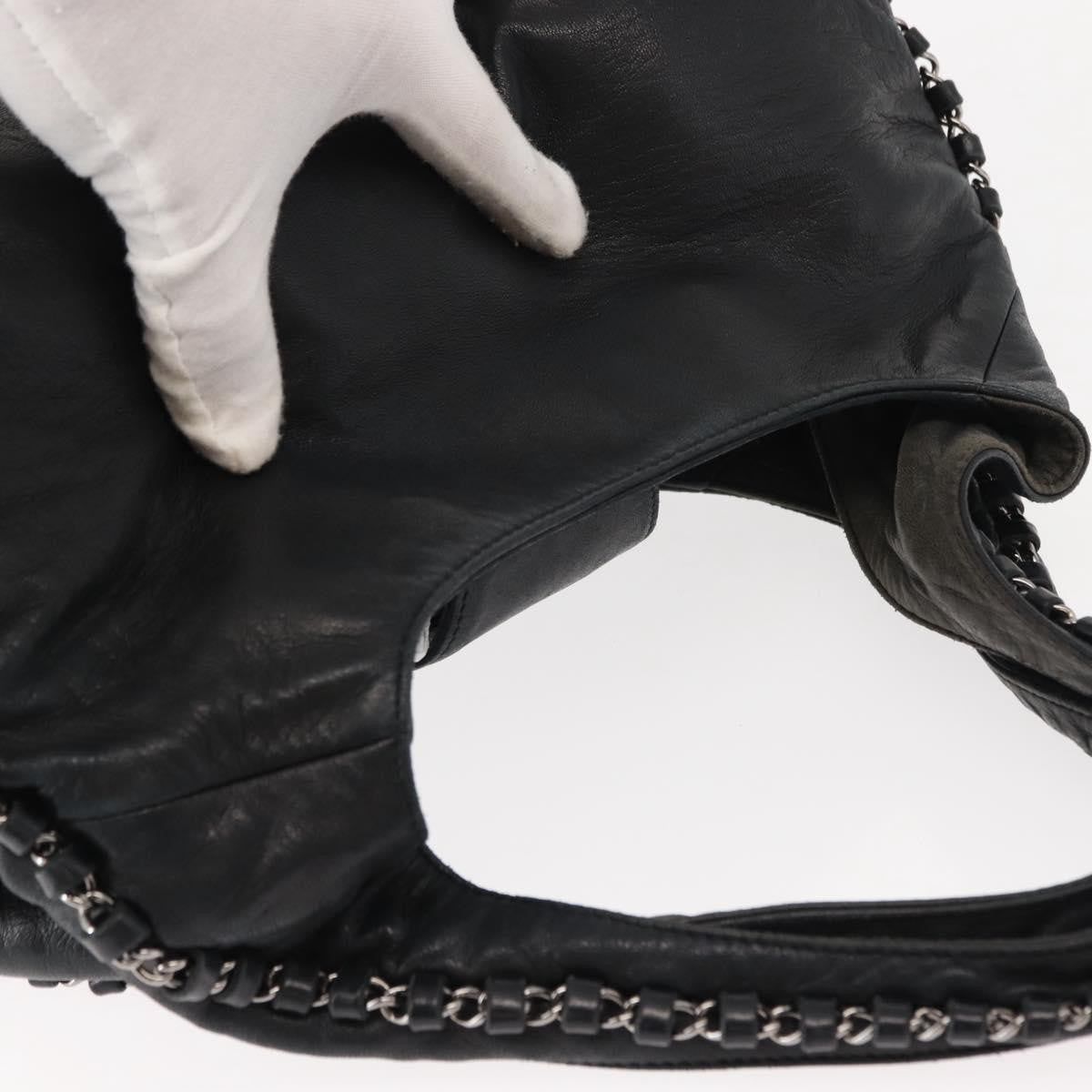 Chanel Vintage Chain Around Shoulder Bag Leather, BLACK, LEATHER, Shoulder bag