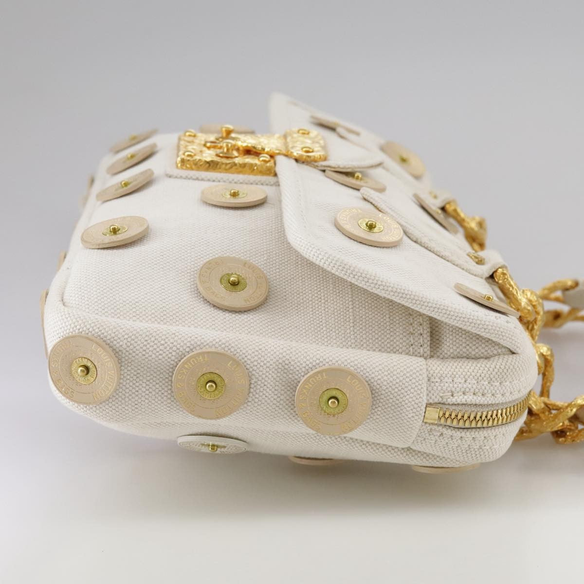 Louis Vuitton Polka Dot Panama Bowly Handbag Embellished Canvas, WHITE, CANVAS, Handbag