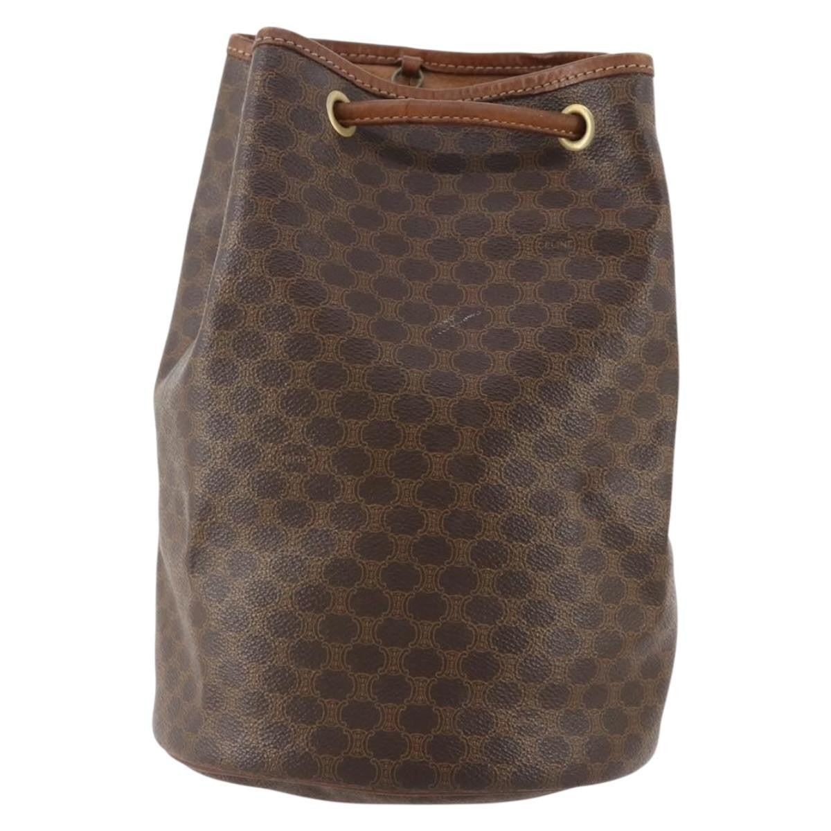 Celine Vintage Macadam Backpack Canvas and Leather, Brown, Canvas, Backpack
