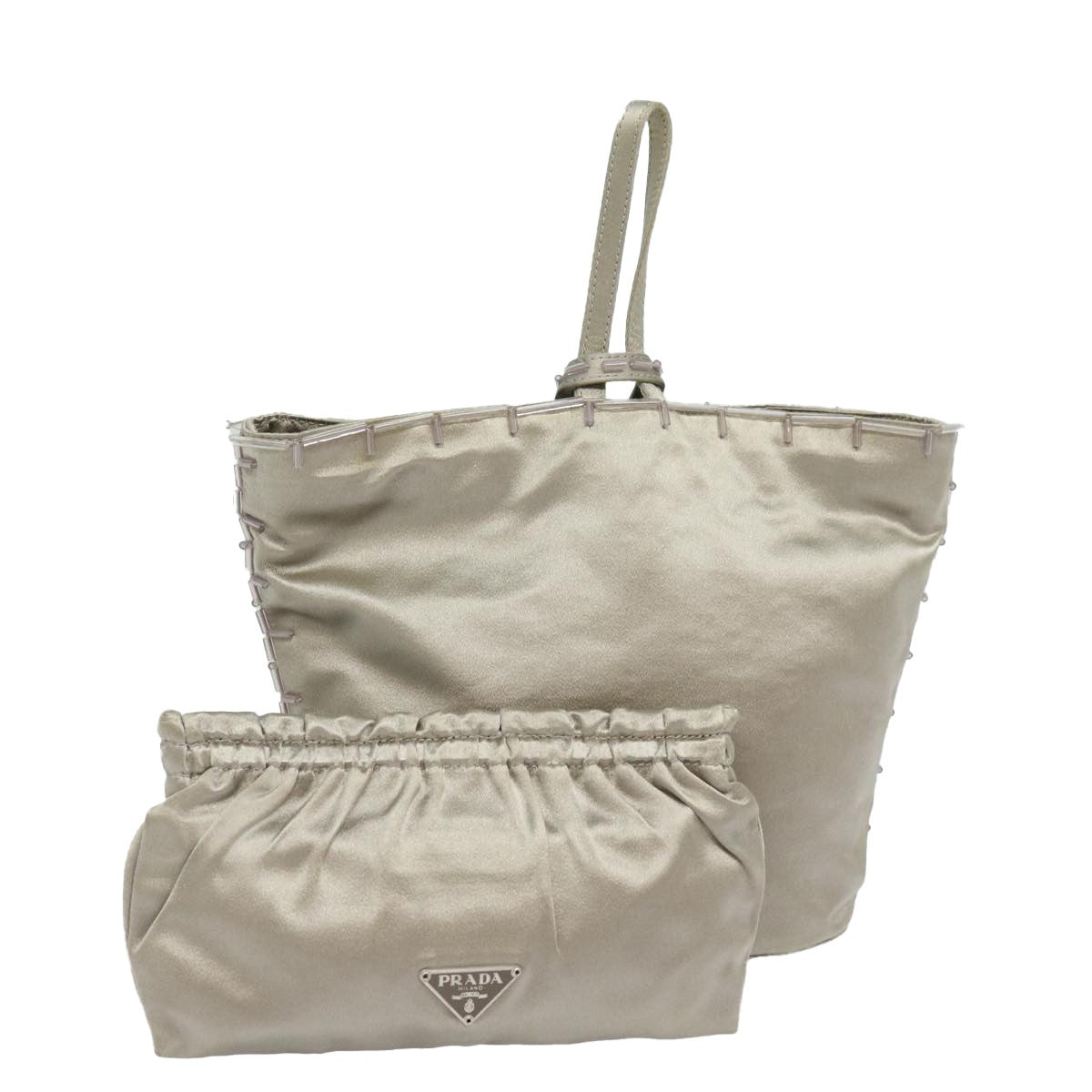 Prada Vintage Handbag Tessuto, SILVER, NYLON, Handbag