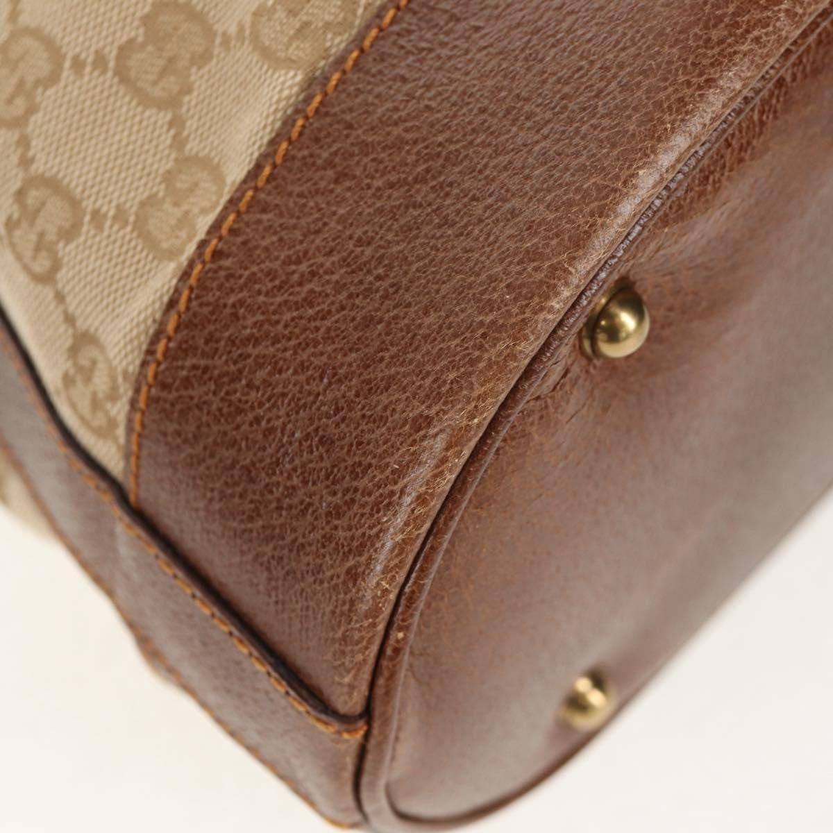 Gucci Drawstring Shoulder Bag GG Canvas with Leather, BEIGE, CANVAS, Shoulder bag