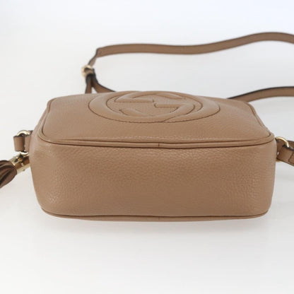 Gucci Soho Disco Crossbody Bag Leather, BEIGE, LEATHER, Shoulder bag