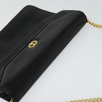 Christian Dior Vintage Chain Flap Shoulder Bag Leather, BLACK, LEATHER, Shoulder bag