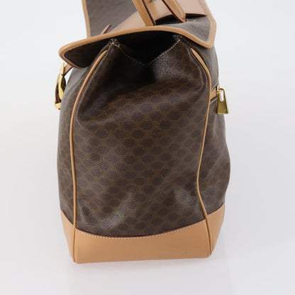 Celine Vintage Duffle Bag Macadam Coated Canvas, BROWN, PVC, Travel bag