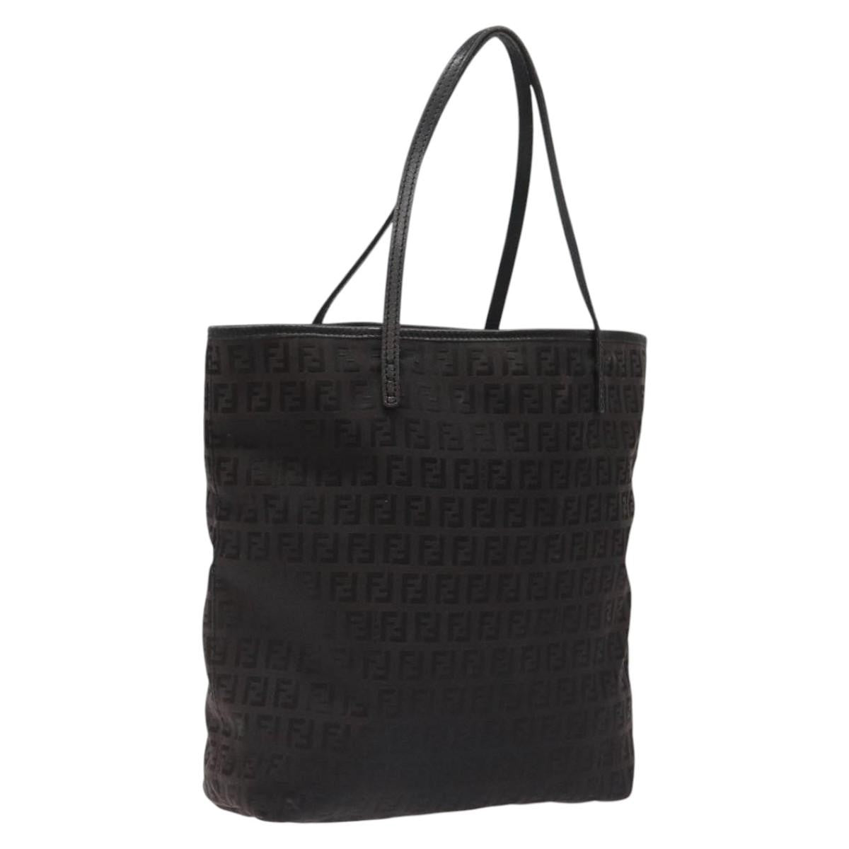 Fendi Zucchino Canvas, BLACK, CANVAS, Tote bag