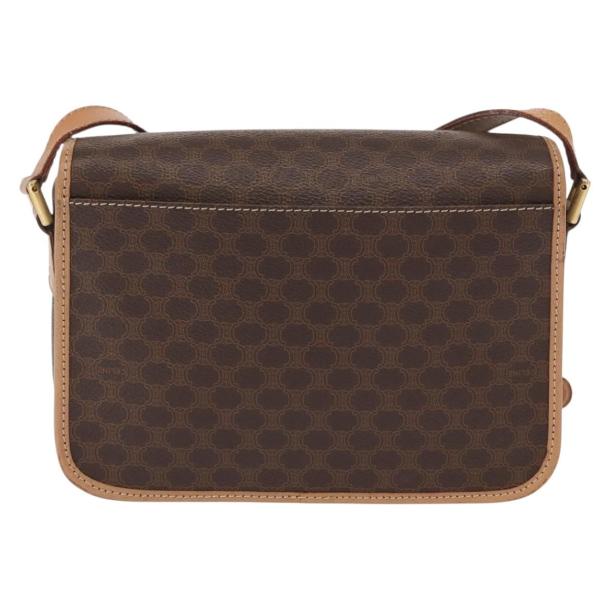 Celine Vintage Macadam Shoulder Bag Canvas and Leather, BROWN, CANVAS, Shoulder bag