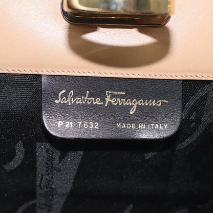 Salvatore Ferragamo Vintage Gancini Chain Shoulder Bag Leather, BEIGE, LEATHER, Shoulder bag