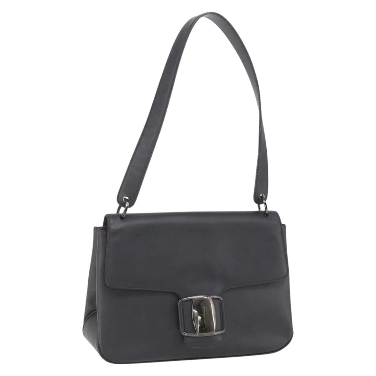 Salvatore Ferragamo Vala Shoulder Bag Leather, BLACK, LEATHER, Shoulder bag