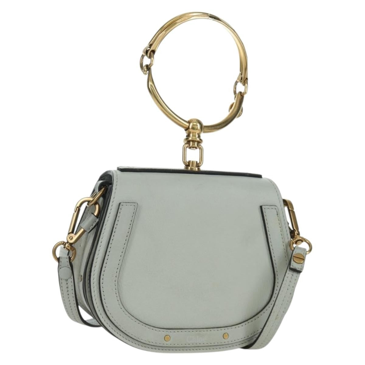 Chloe Nile Crossbody Bag Leather, GRAY, LEATHER, Shoulder bag