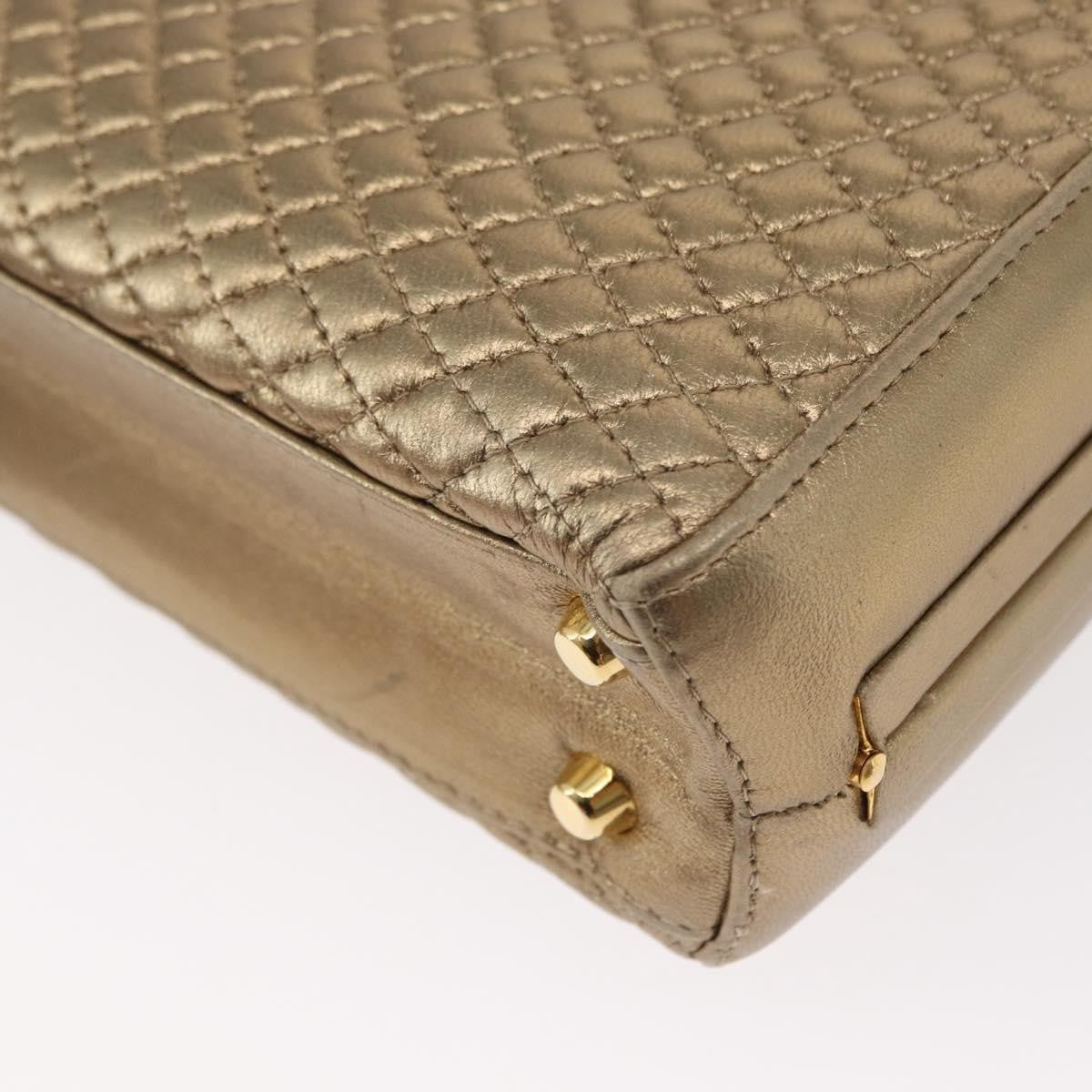 Bally Vintage Handbag Quilted Leather, GOLD, LEATHER, Handbag