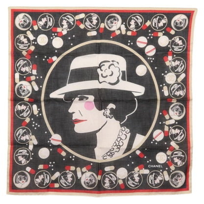 Chanel Scrunchie and Square Scarf Hair Tie Set Printed Silk, BLACK, COTTON, Scarve & shawl